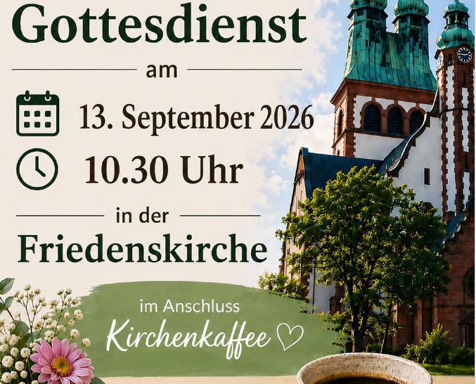 Einladung zum Kirchenkaffee im Anschluss an den Gottesdienst am 13. Sept. 2026